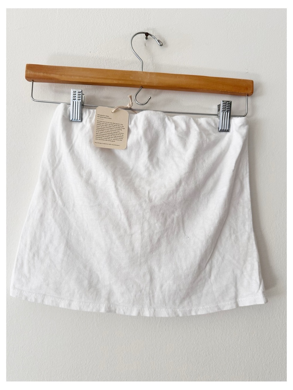 DONNI. White Cotton Strapless Crop Top